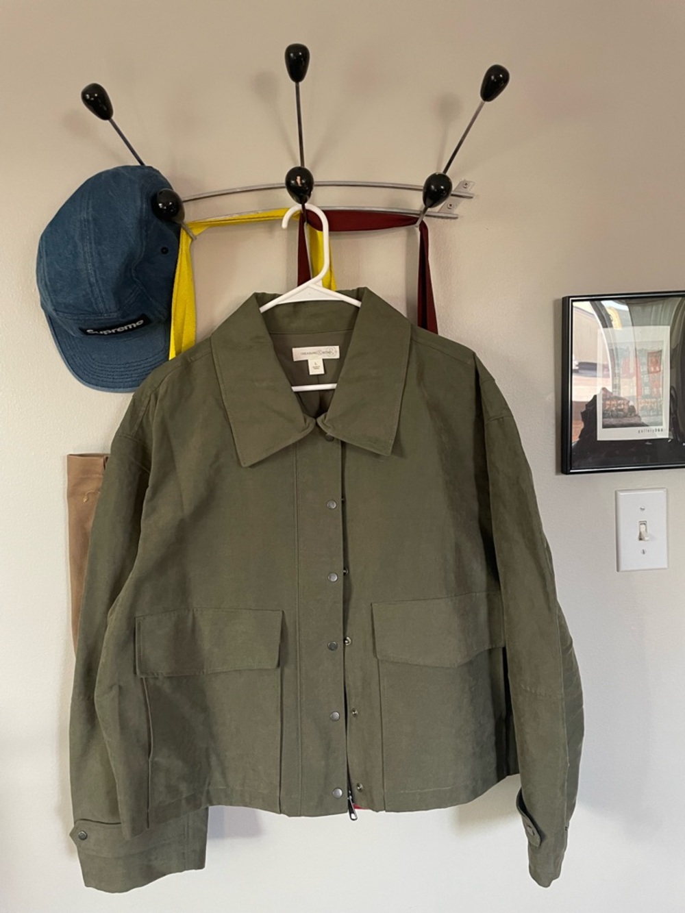 Treasure & Bond Women’s Crop Cotton Blend Field Jacket, Green